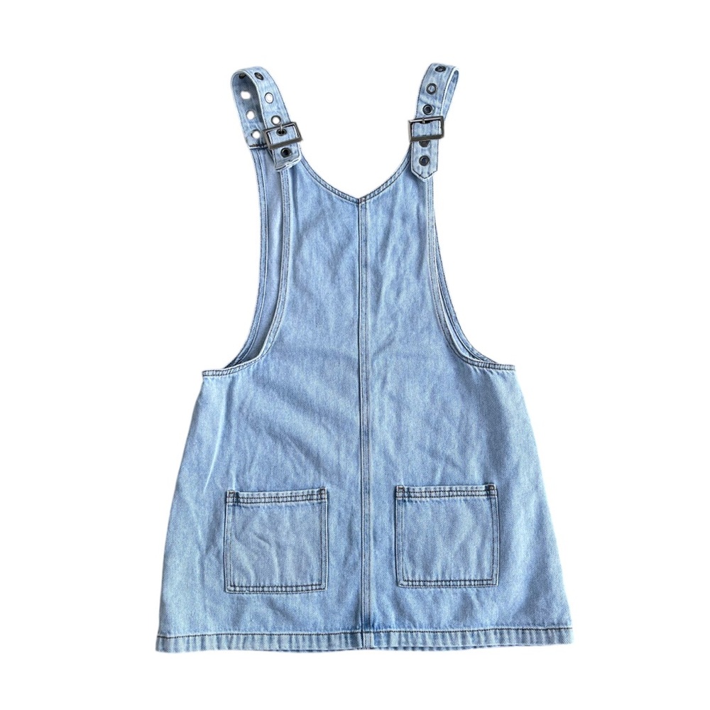 Hot Topic Light Wash Denim Buckle Strap Mini Dress XS Y2K Grunge Cotton